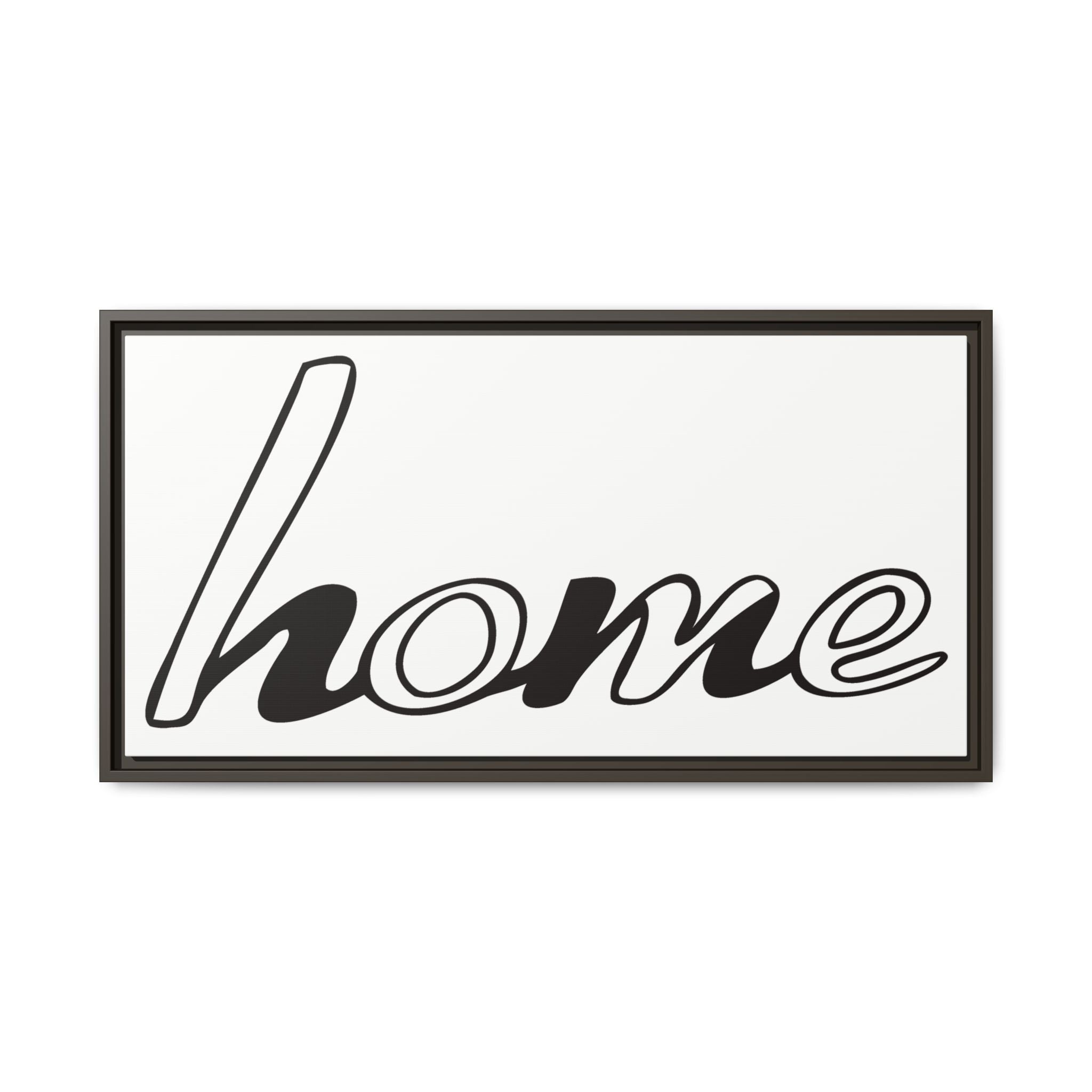 Framed Matte Canvas Wall Art — "home" Script Print