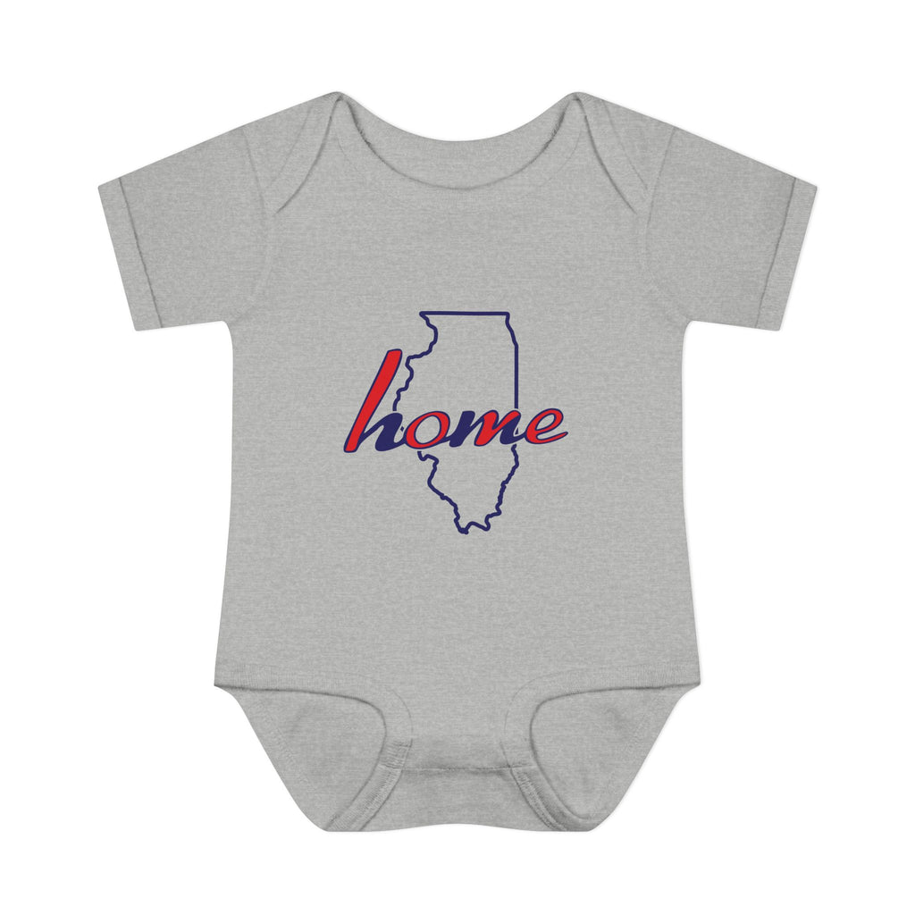 Illinois 'Home' Infant Bodysuit — Baby Onesie with State Outline