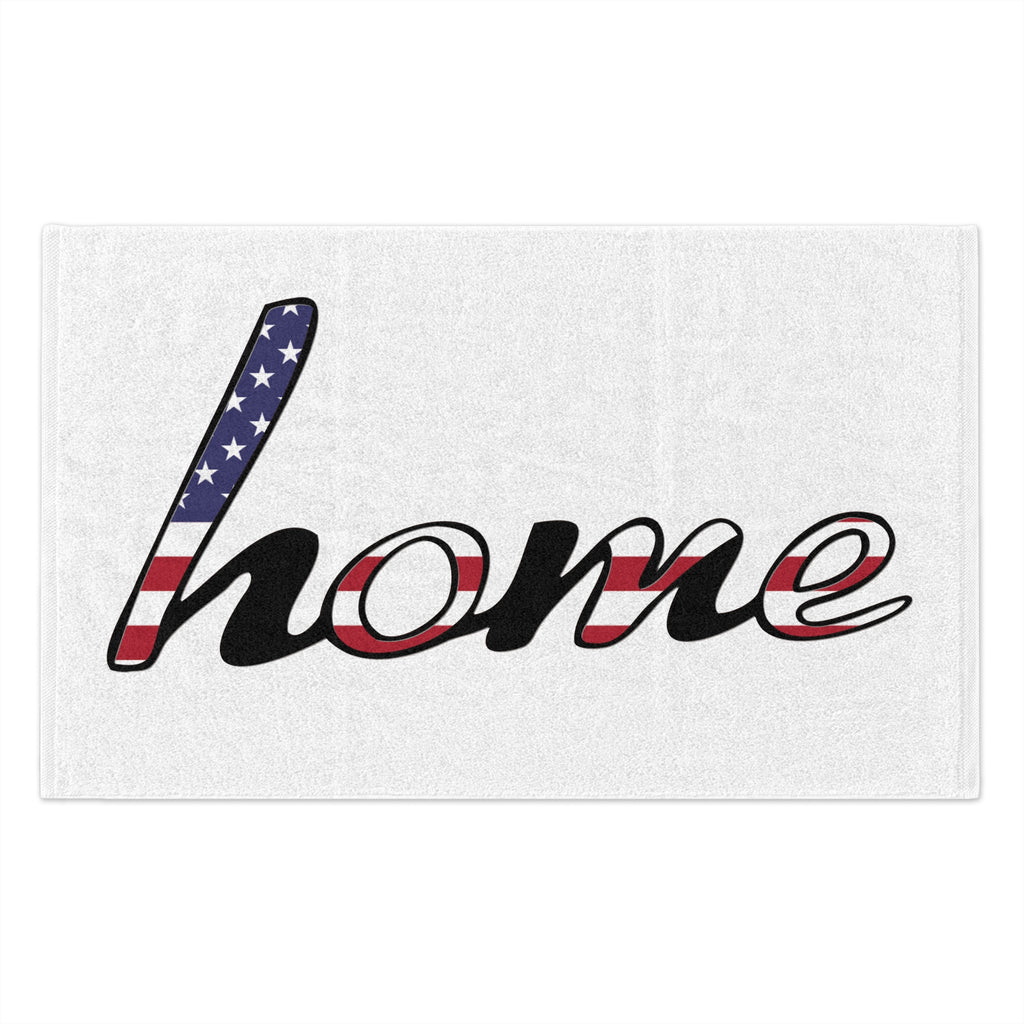 Rally Towel — 'Home' Script with American Flag Design (11x18)