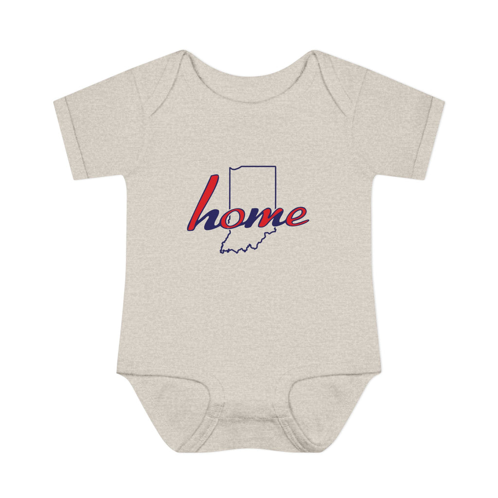 Indiana 'Home' Infant Bodysuit — Baby Onesie with State Outline