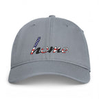 Baseball Cap — "Home" Script with American Flag Distressed Embroidery