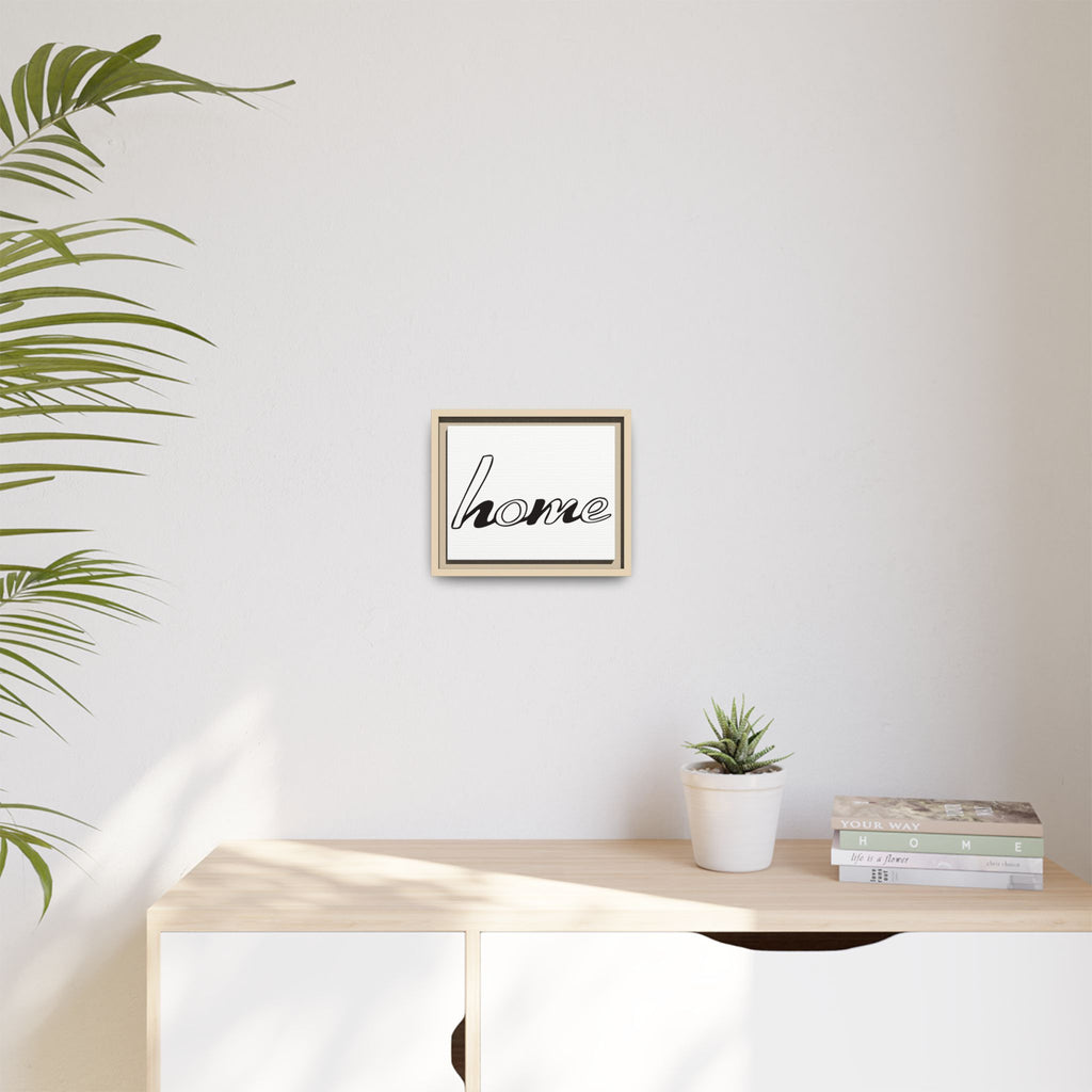 Framed Matte Canvas Wall Art — "home" Script Print