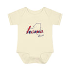 New York Home Infant Bodysuit — Baby Onesie with "home" State Outline