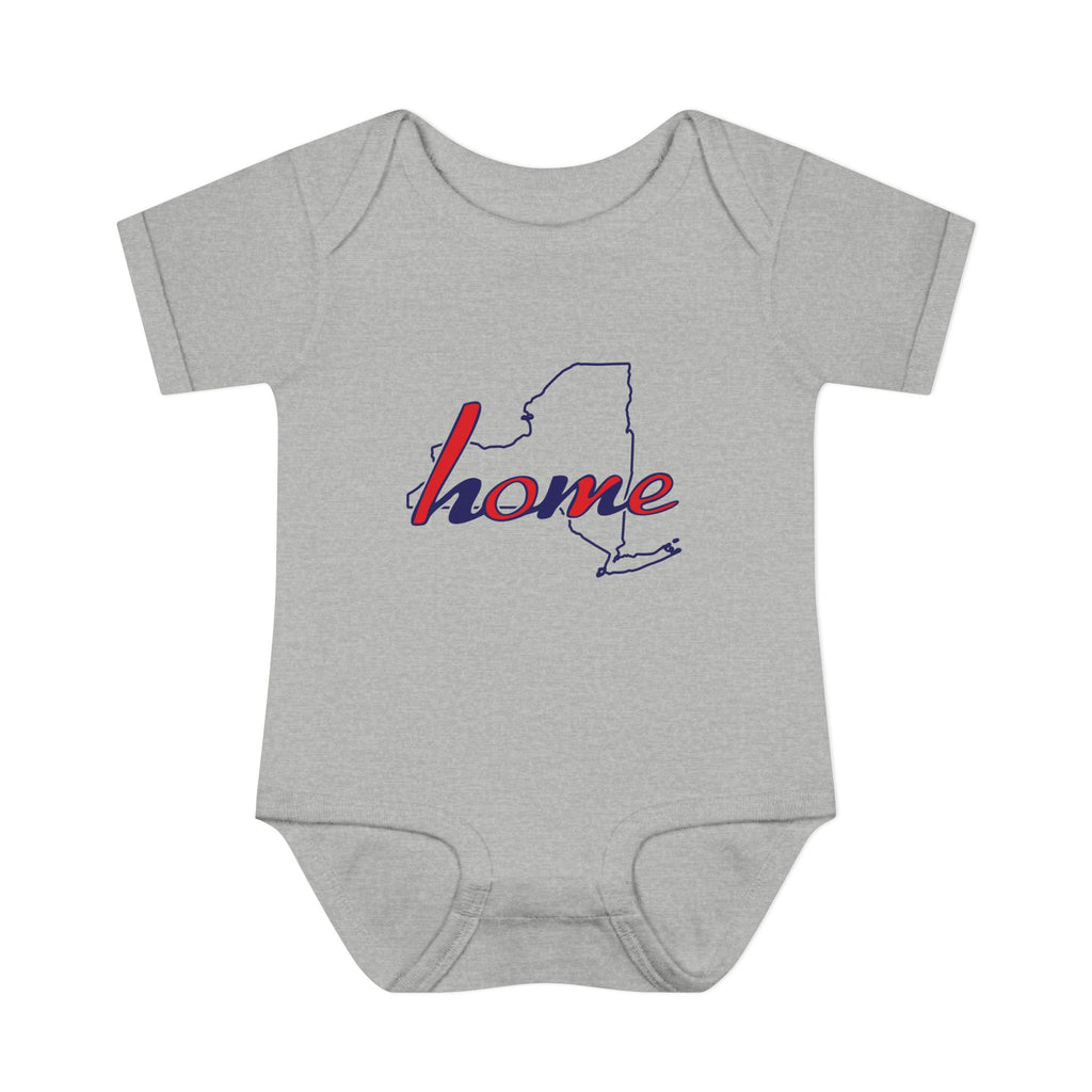 New York Home Infant Bodysuit — Baby Onesie with "home" State Outline