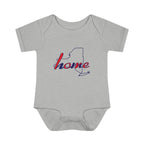 New York Home Infant Bodysuit — Baby Onesie with "home" State Outline