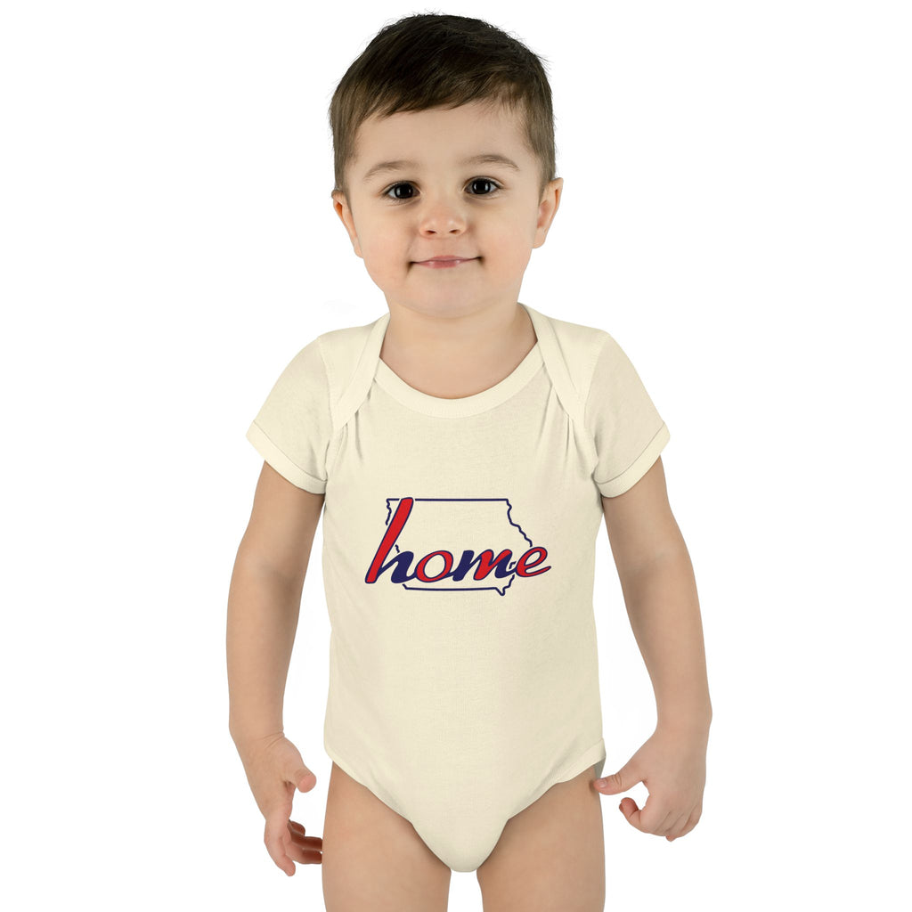 Iowa 'Home' Infant Bodysuit — Baby Onesie with State Outline