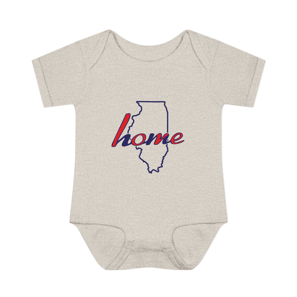 Illinois 'Home' Infant Bodysuit — Baby Onesie with State Outline