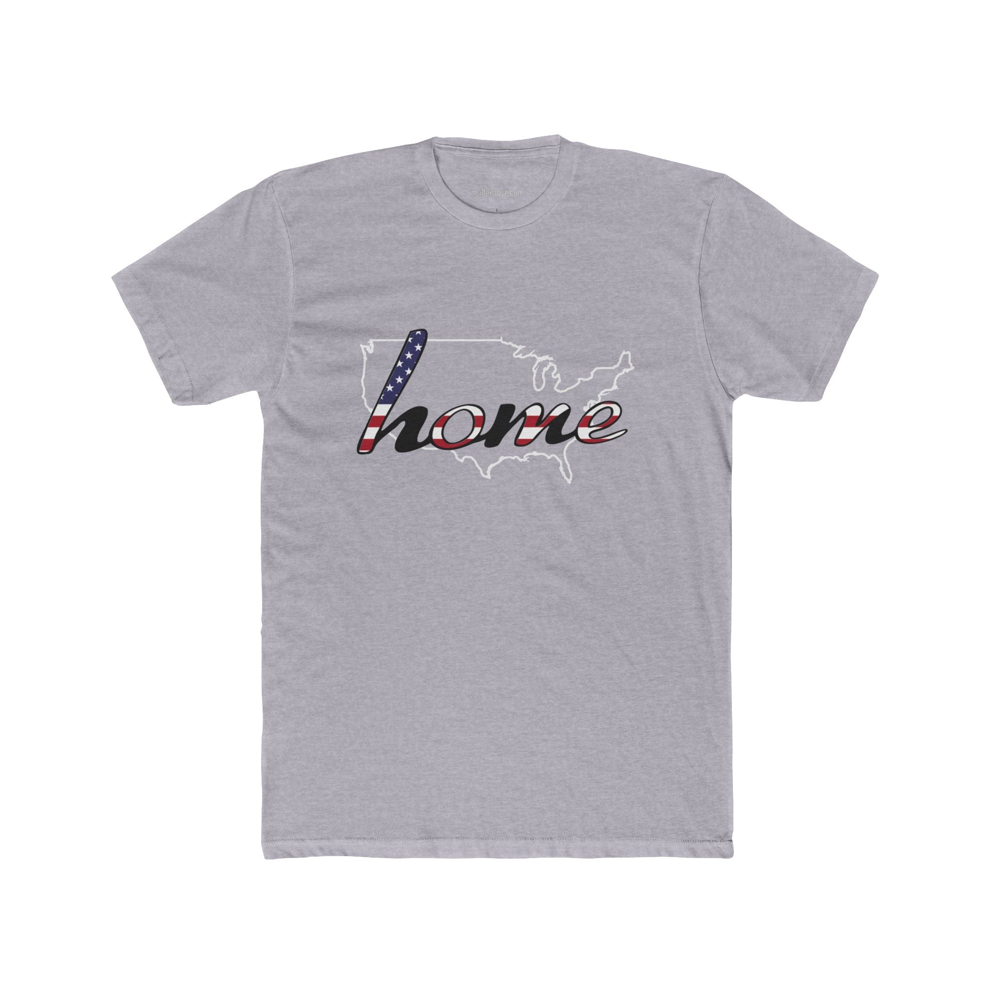 Patriotic “Home and Love" USA Map T‑Shirt — American Flag Script Tee