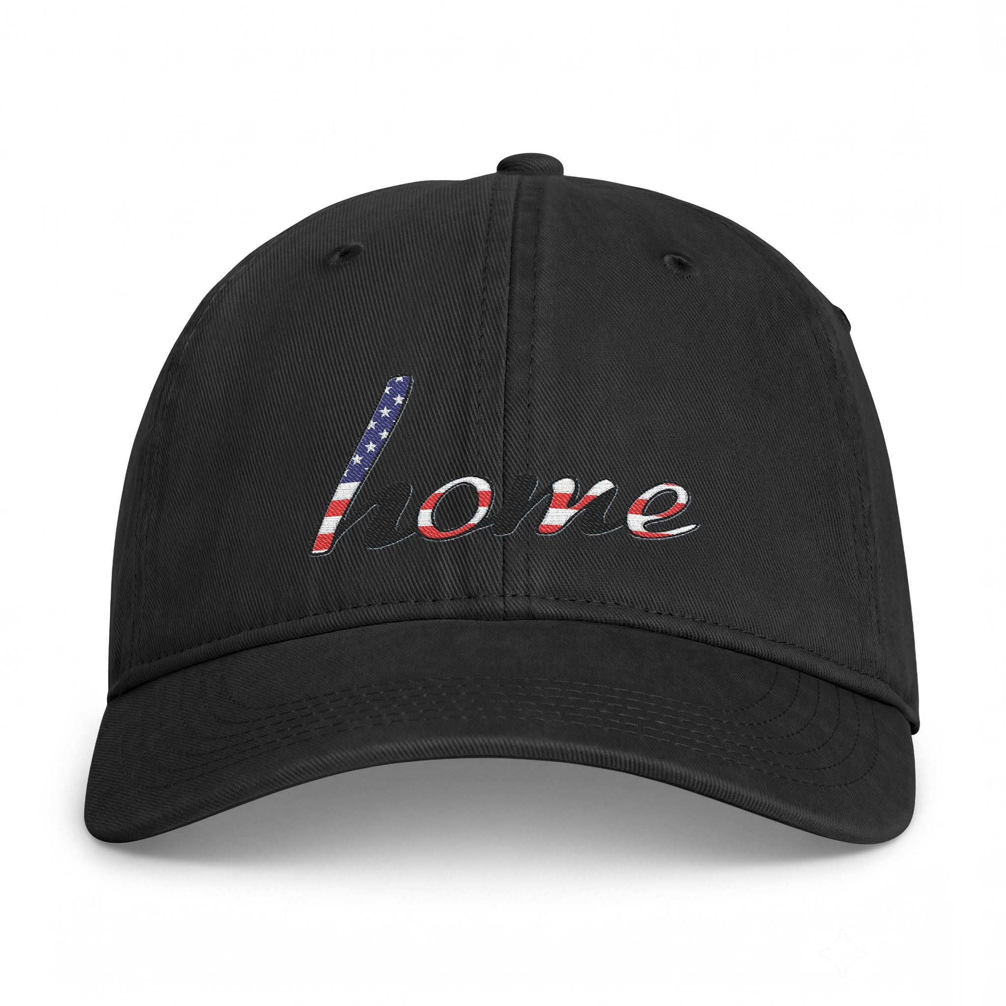 Baseball Cap — "Home" Script with American Flag Distressed Embroidery