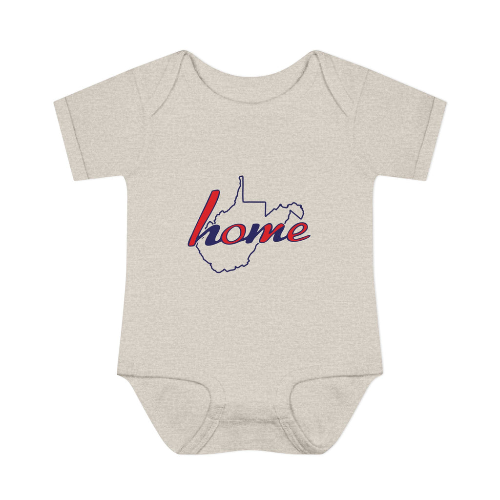 West Virginia 'Home' Infant Bodysuit — Baby Onesie with State Outline