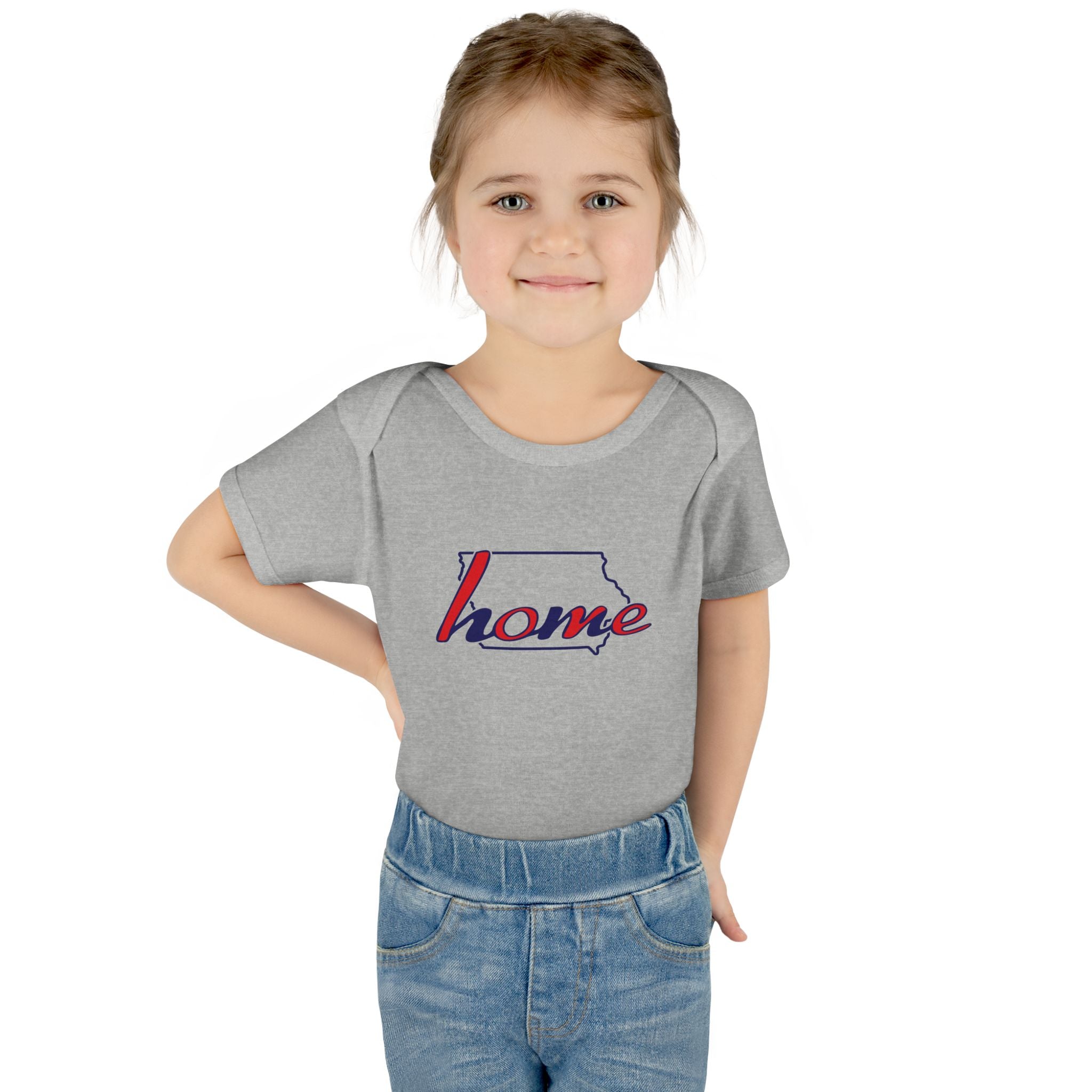 Iowa 'Home' Infant Bodysuit — Baby Onesie with State Outline