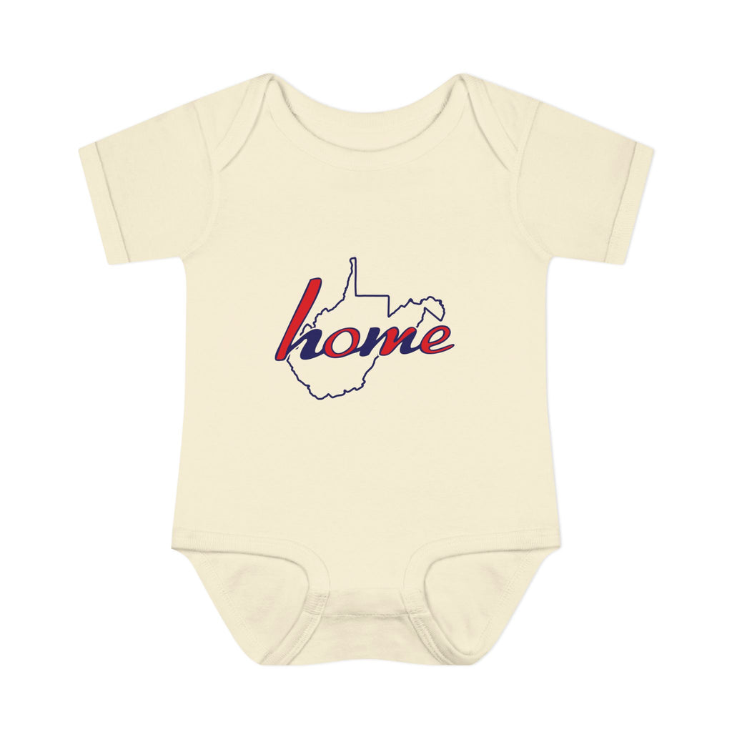 West Virginia 'Home' Infant Bodysuit — Baby Onesie with State Outline