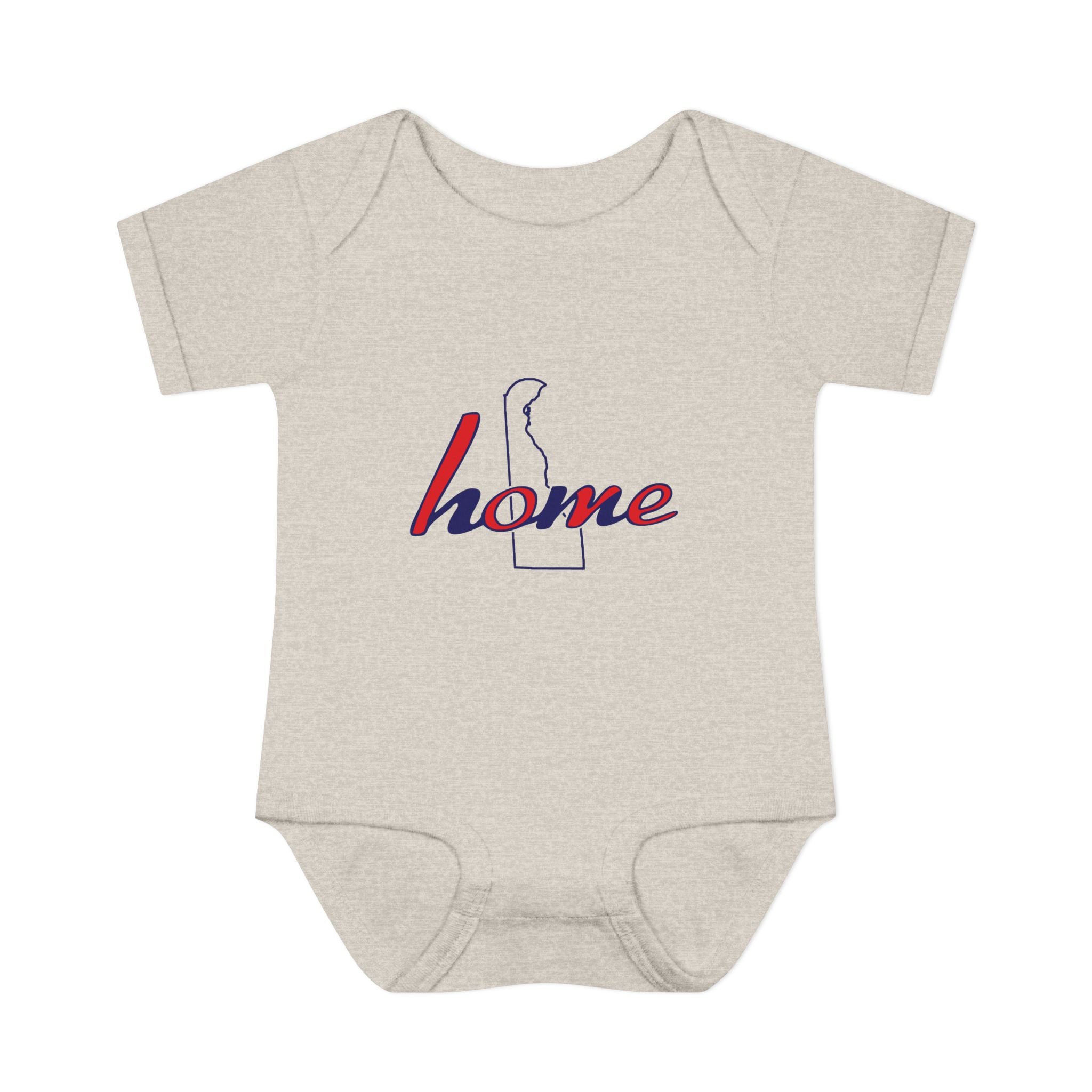 Delaware 'Home' Infant Bodysuit — Baby Onesie with State Outline