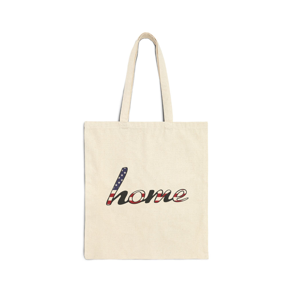 Home Script Tote Bag — American Flag "home" Canvas Tote, Patriotic Grocery & Market Bag