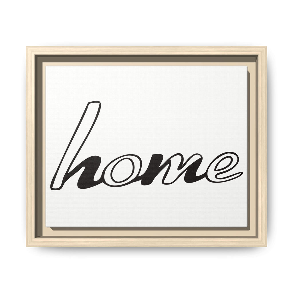 Framed Matte Canvas Wall Art — "home" Script Print