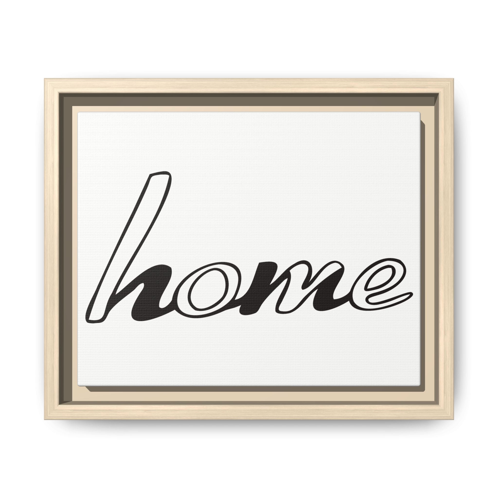 Framed Matte Canvas Wall Art — "home" Script Print