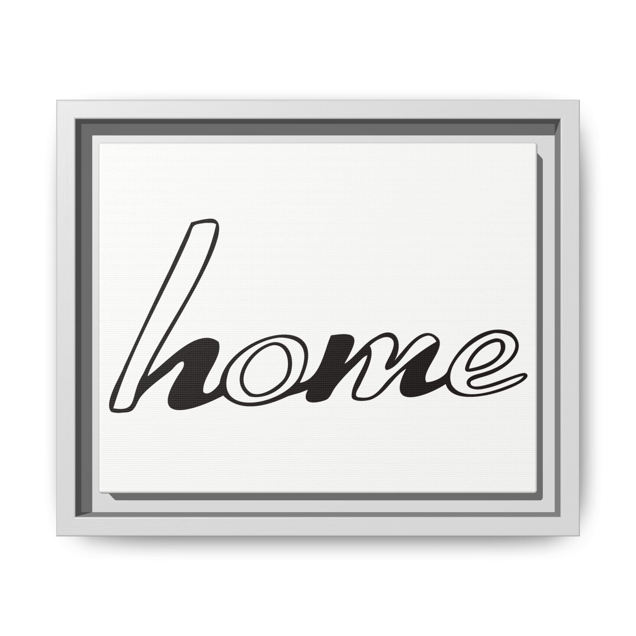 Framed Matte Canvas Wall Art — "home" Script Print