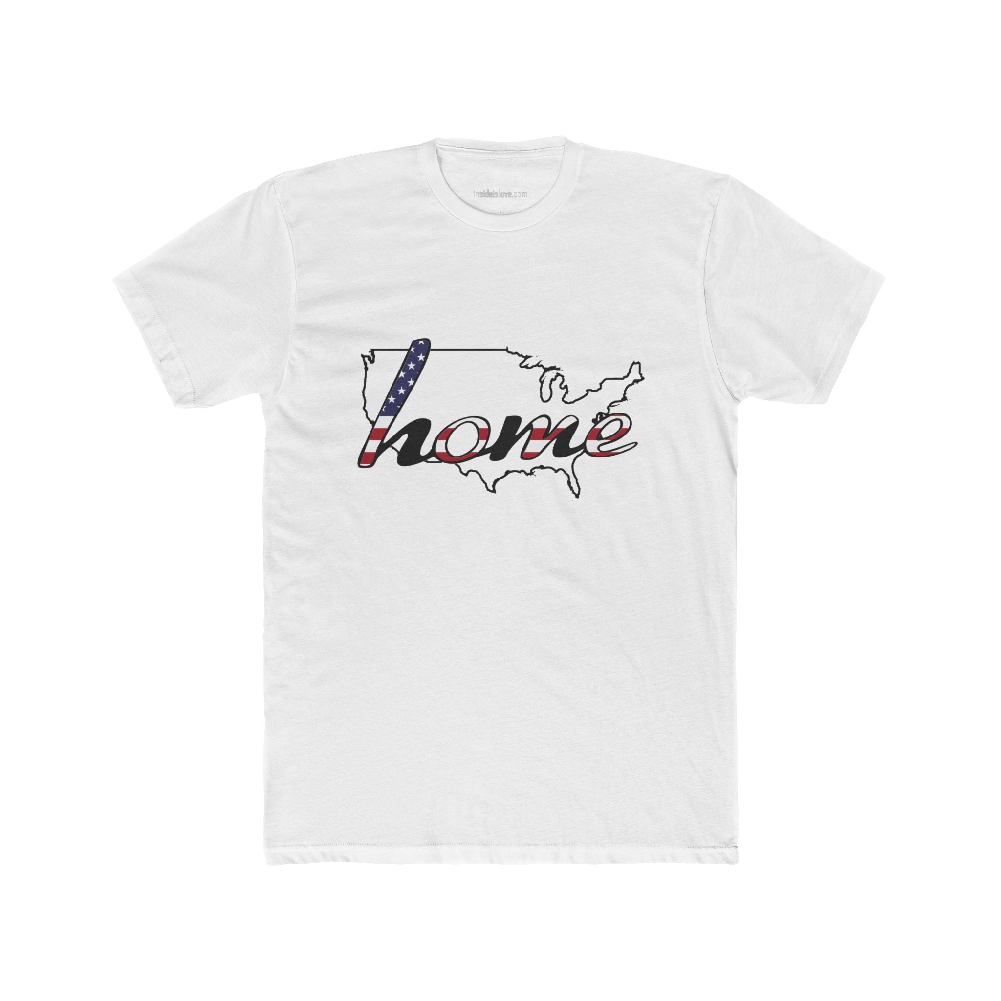 Patriotic “Home and Love" USA Map T‑Shirt — American Flag Script Tee