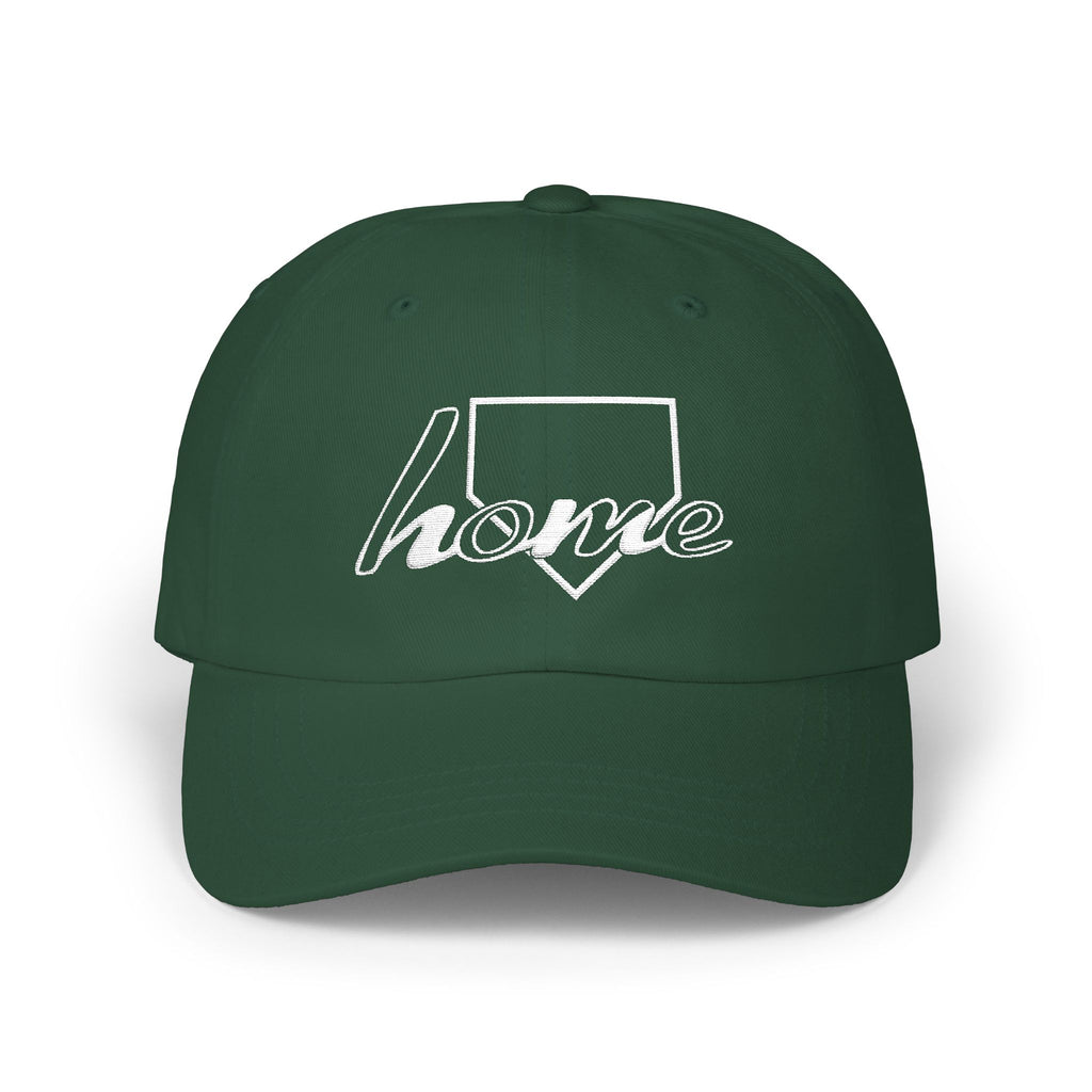 Home Plate Cap — Minimal White Embroidered Baseball/Softball Hat