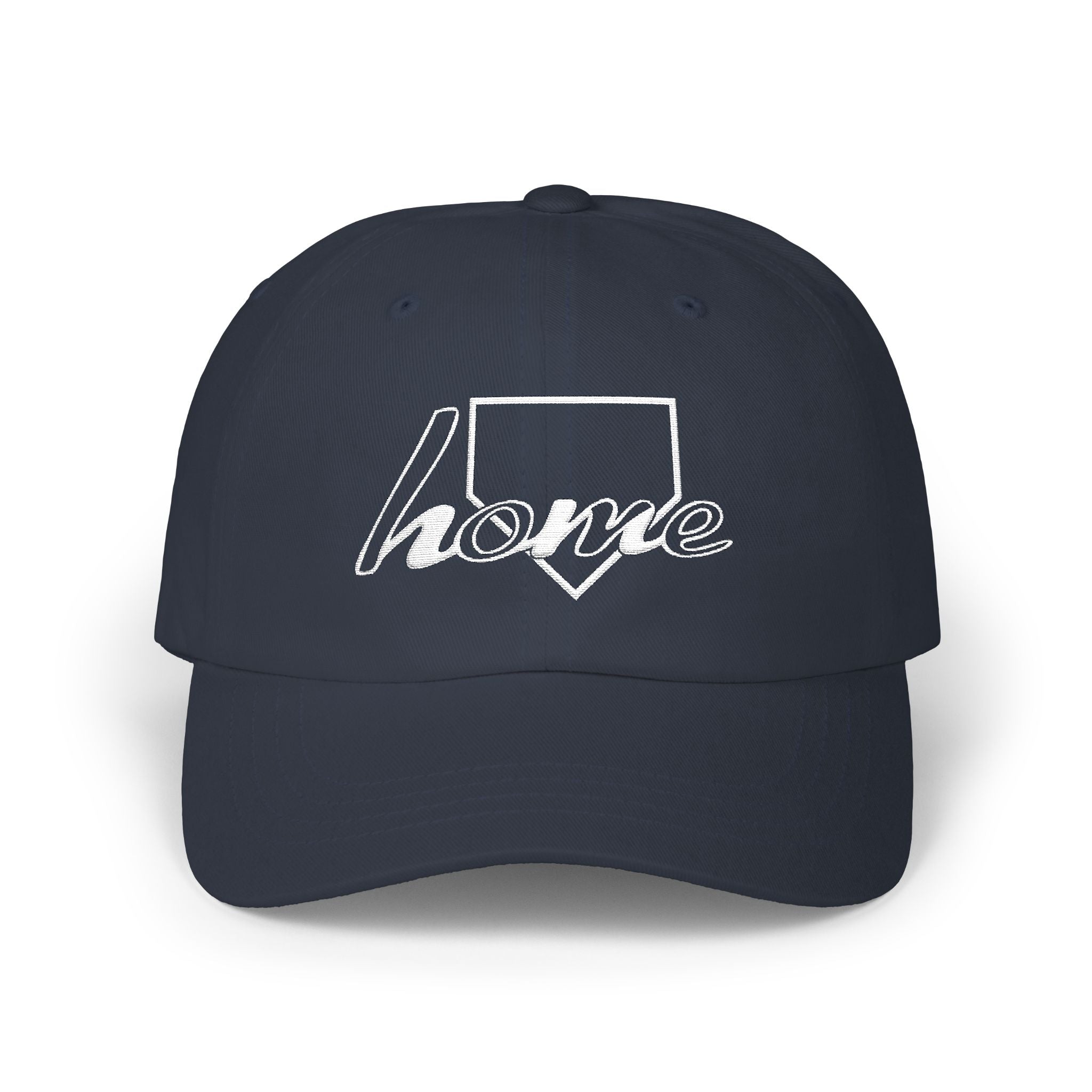 Home Plate Cap — Minimal White Embroidered Baseball/Softball Hat
