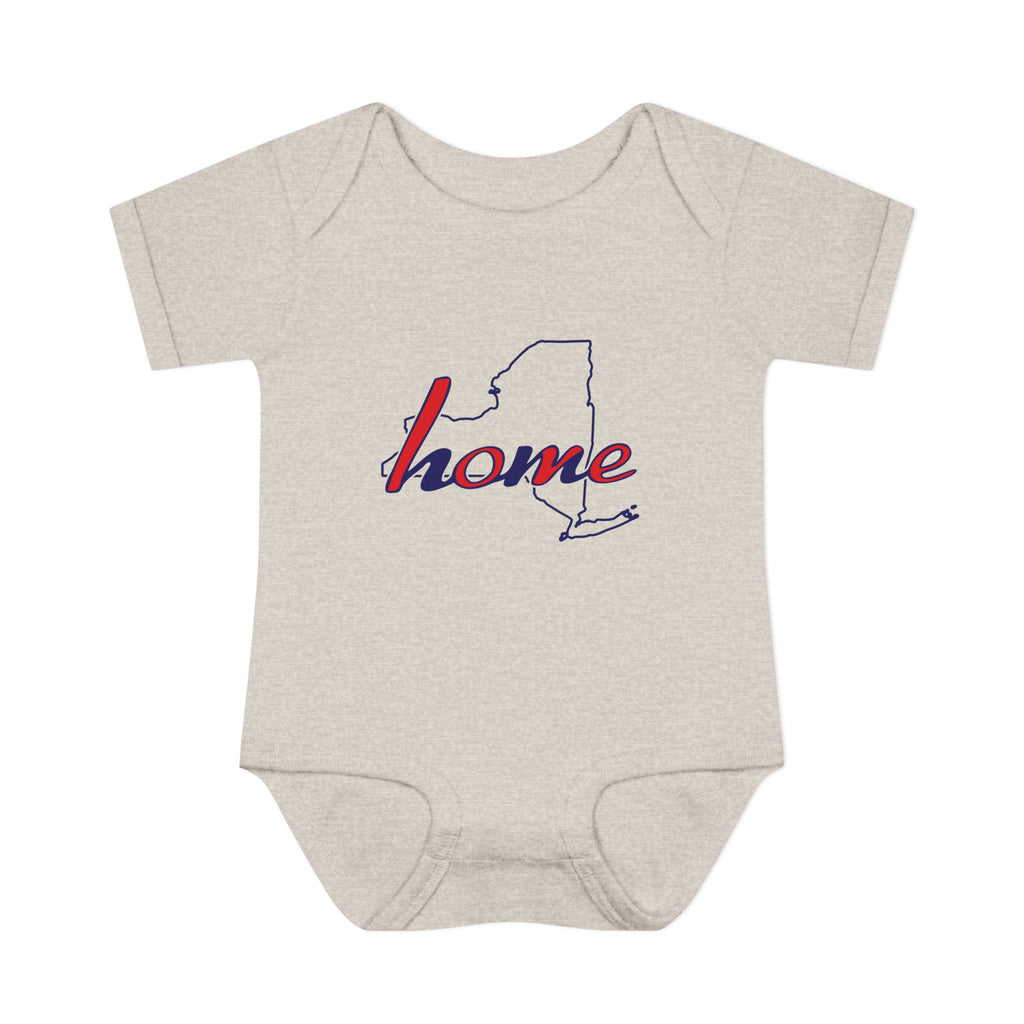 New York Home Infant Bodysuit — Baby Onesie with "home" State Outline