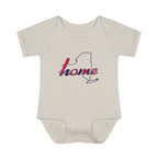New York Home Infant Bodysuit — Baby Onesie with "home" State Outline