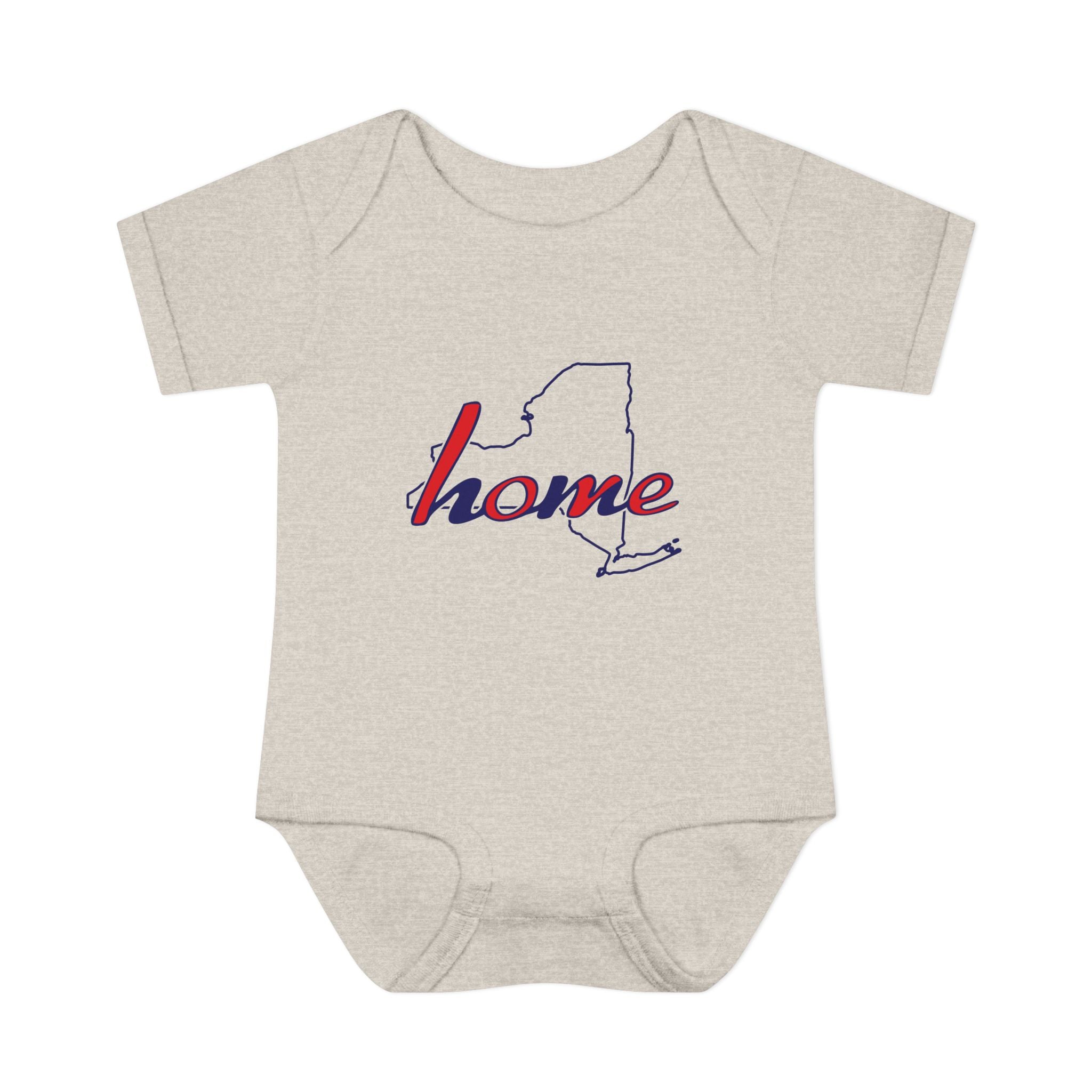 New York Home Infant Bodysuit — Baby Onesie with "home" State Outline