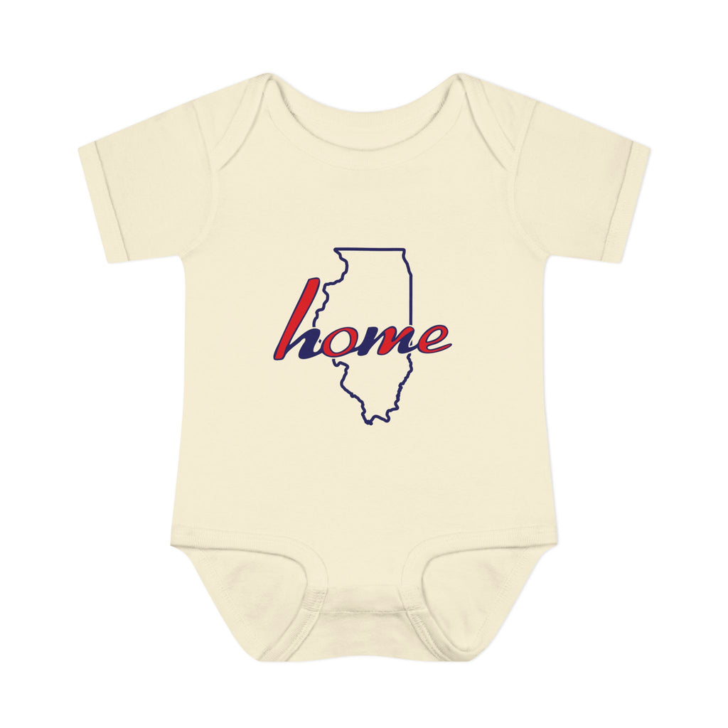 Illinois 'Home' Infant Bodysuit — Baby Onesie with State Outline